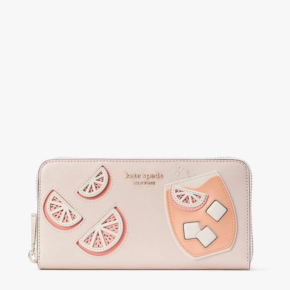 KATE SPADE Pink Tini Embellished Grapefruit Spritz Continental Zip Around Wallet - Picture 17 of 17